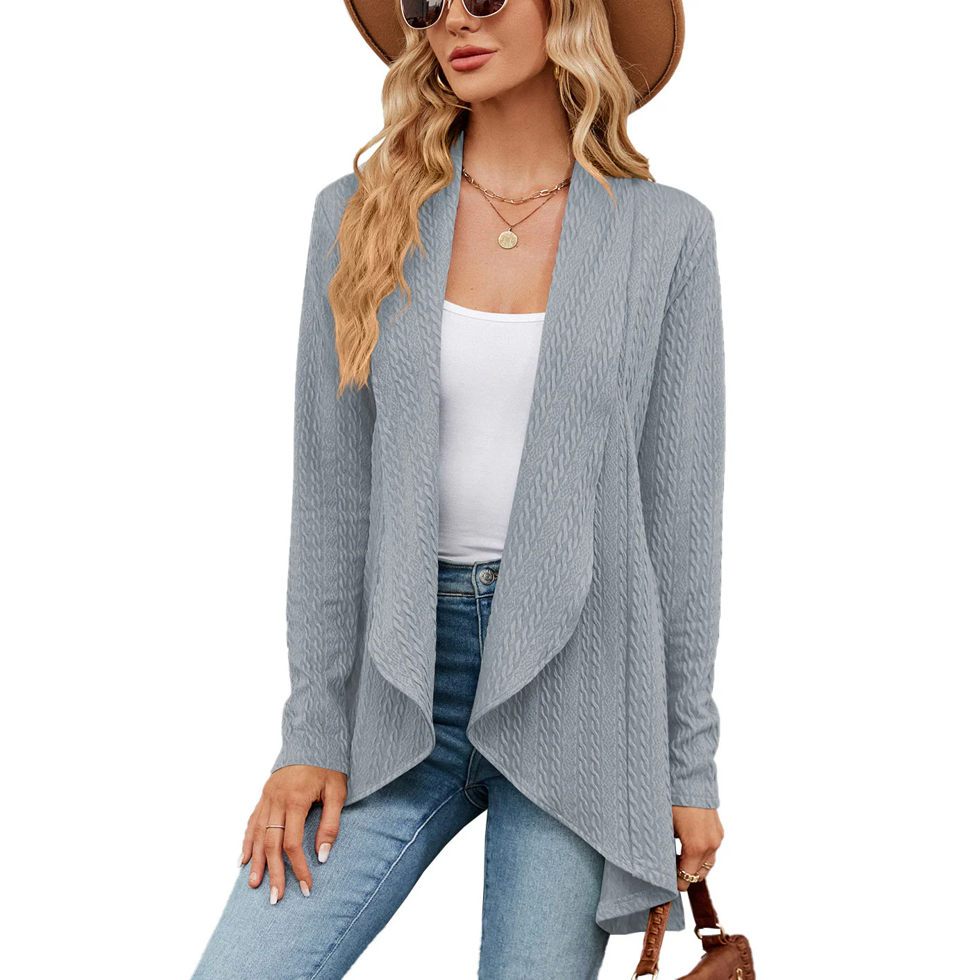 Heidi-Mode | Langärmelige Jacke für Damen In Uni-Farbe - Image 5