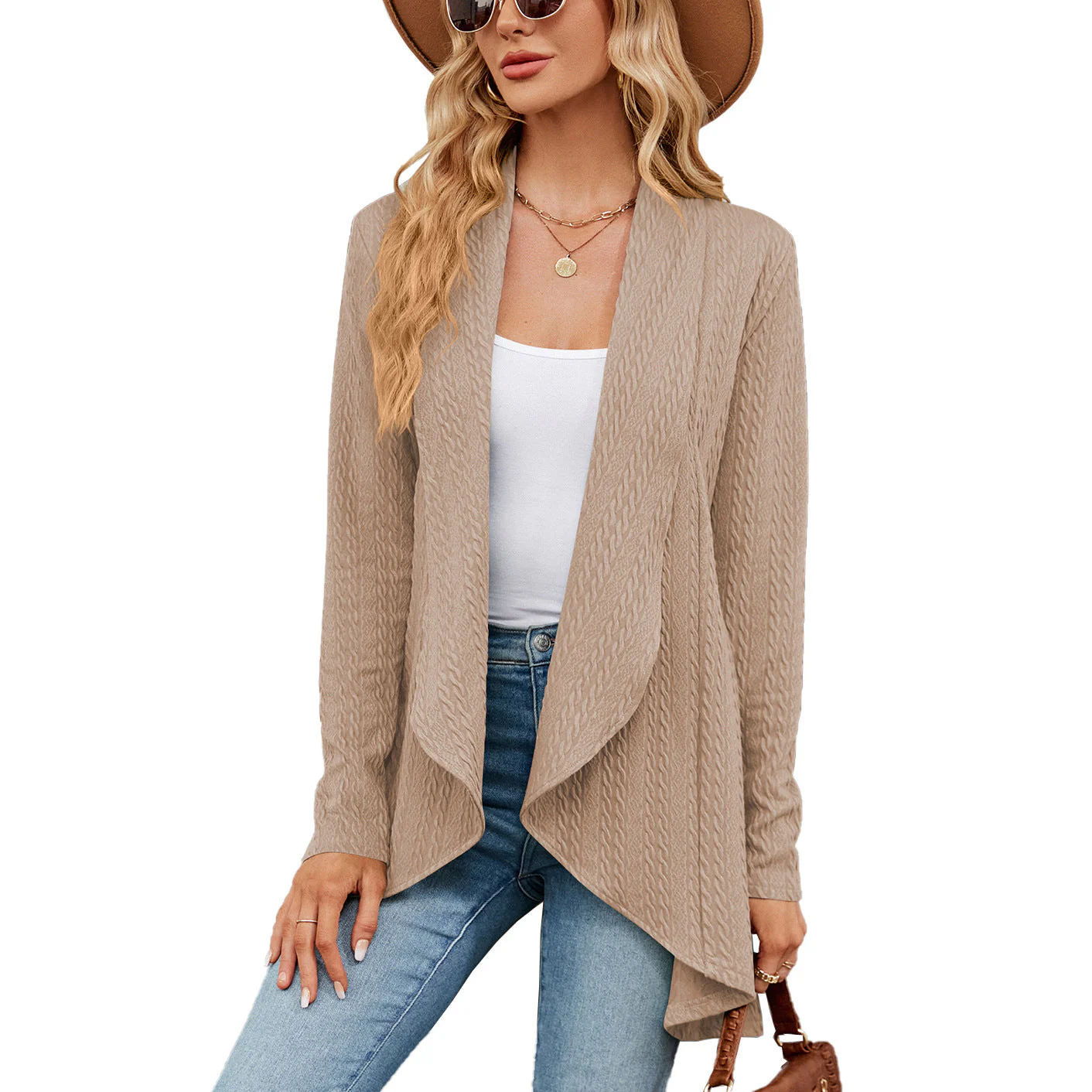 Heidi-Mode | Langärmelige Jacke für Damen In Uni-Farbe - Image 6