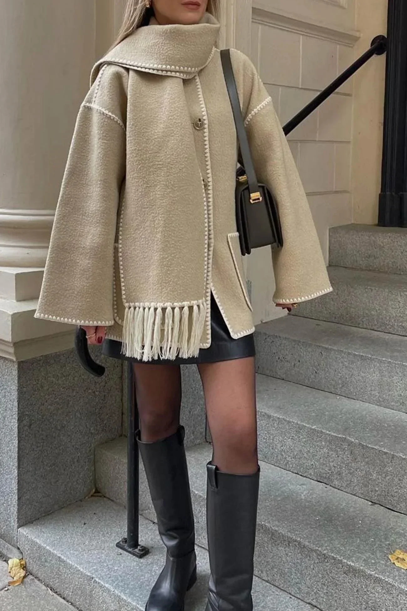 Heidi-Mode | Schal-Jacke mit Entspannter Passform und Weichem, Strukturiertem Stoff für Frauen - Image 2