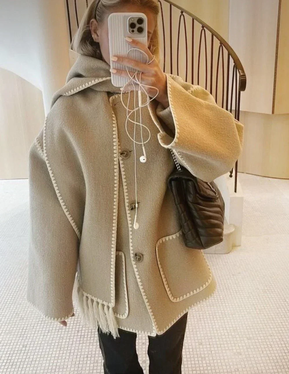 Heidi-Mode | Schal-Jacke mit Entspannter Passform und Weichem, Strukturiertem Stoff für Frauen - Image 3