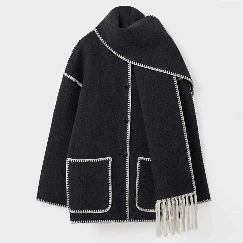 Heidi-Mode | Schal-Jacke mit Entspannter Passform und Weichem, Strukturiertem Stoff für Frauen - Image 4