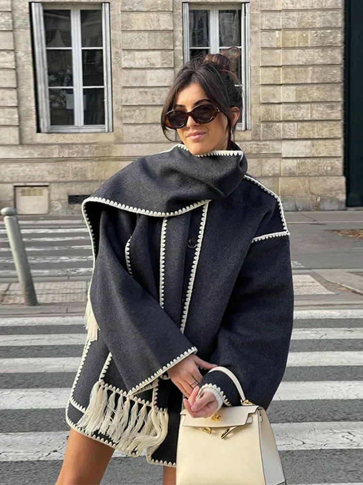 Heidi-Mode | Schal-Jacke mit Entspannter Passform und Weichem, Strukturiertem Stoff für Frauen - Image 6