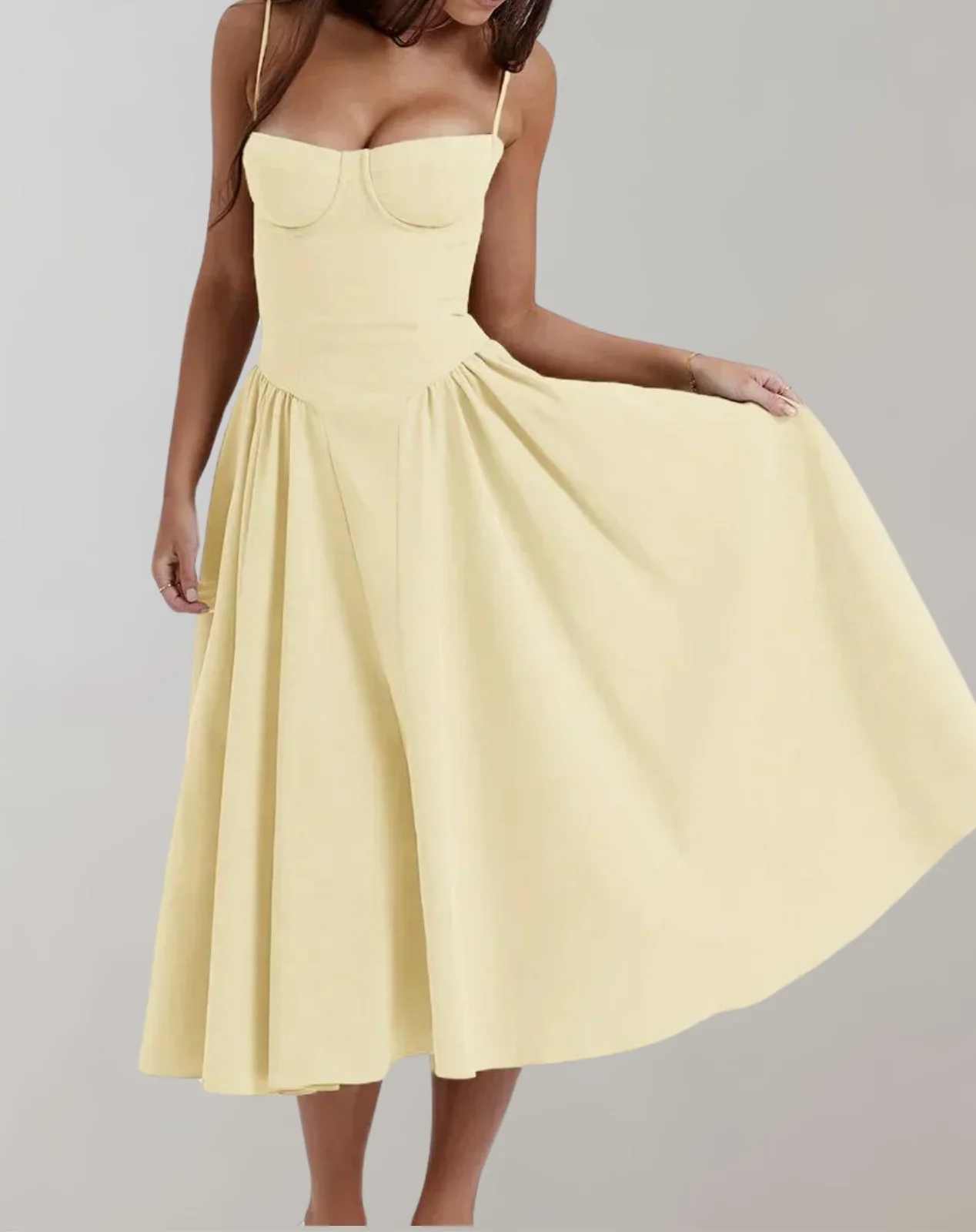 Heidi-Mode | Schick Cocktail Kleid Zeitlos Abendkleid mit Tiefem Hals - Image 2