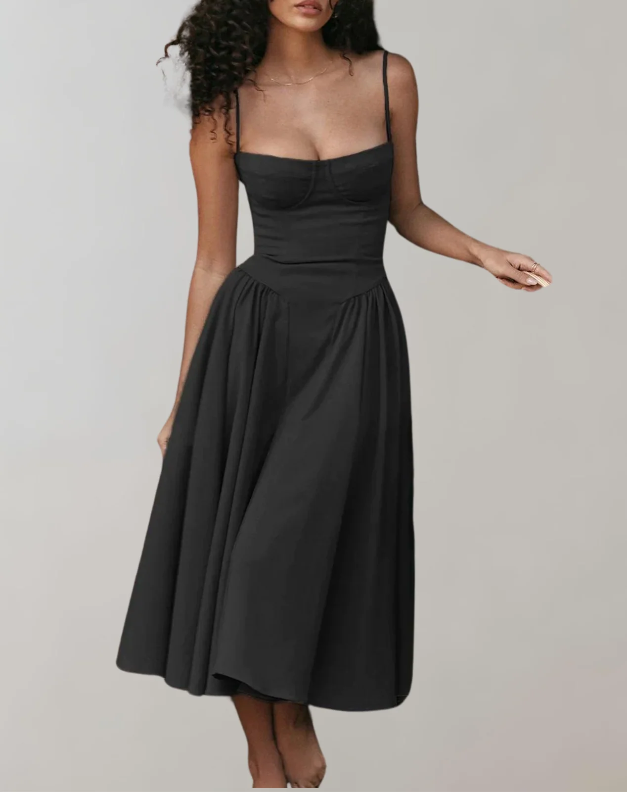 Heidi-Mode | Schick Cocktail Kleid Zeitlos Abendkleid mit Tiefem Hals - Image 3