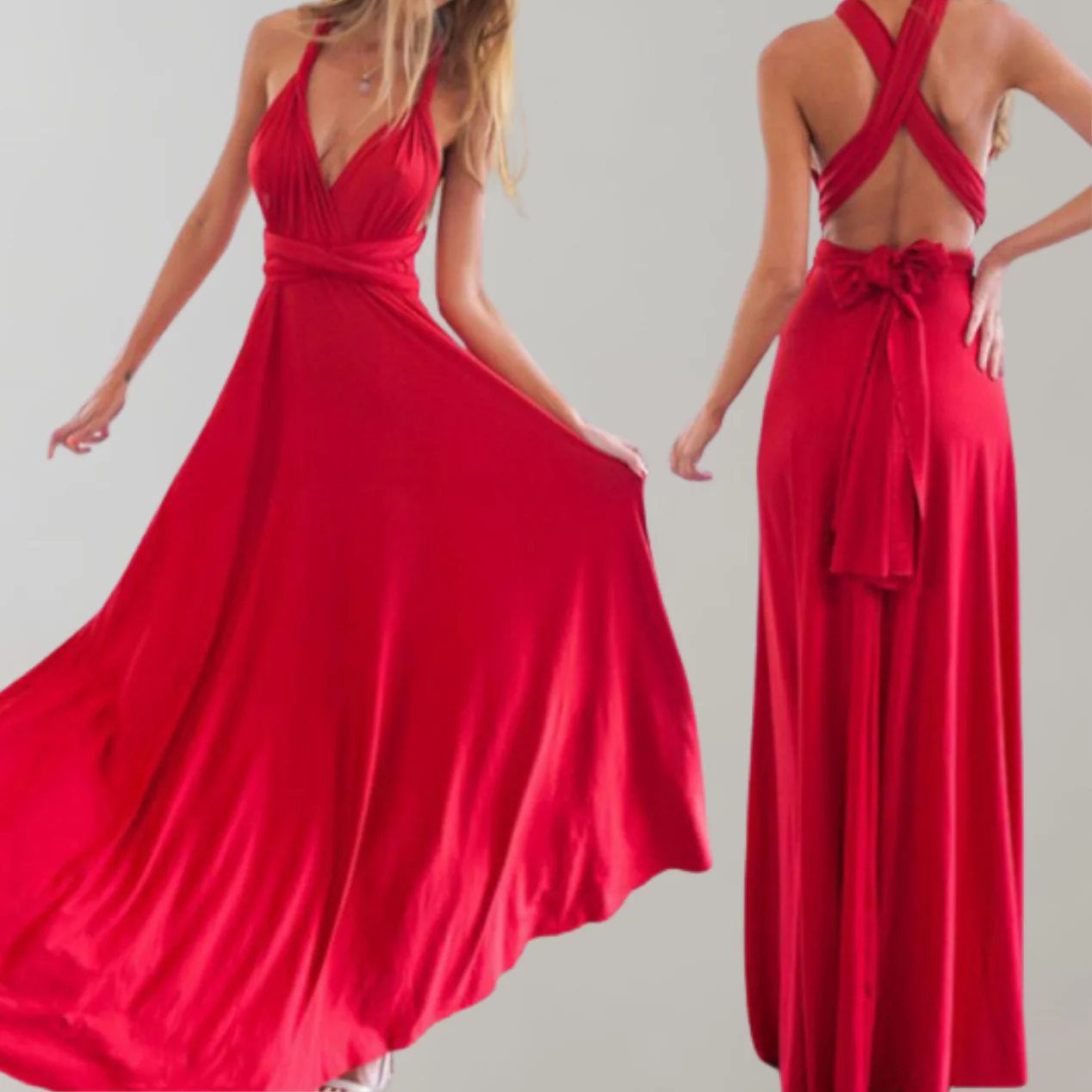 Heidi-Mode | Schick Maxikleid Cocktail Kleid Taillengurtel - Image 14