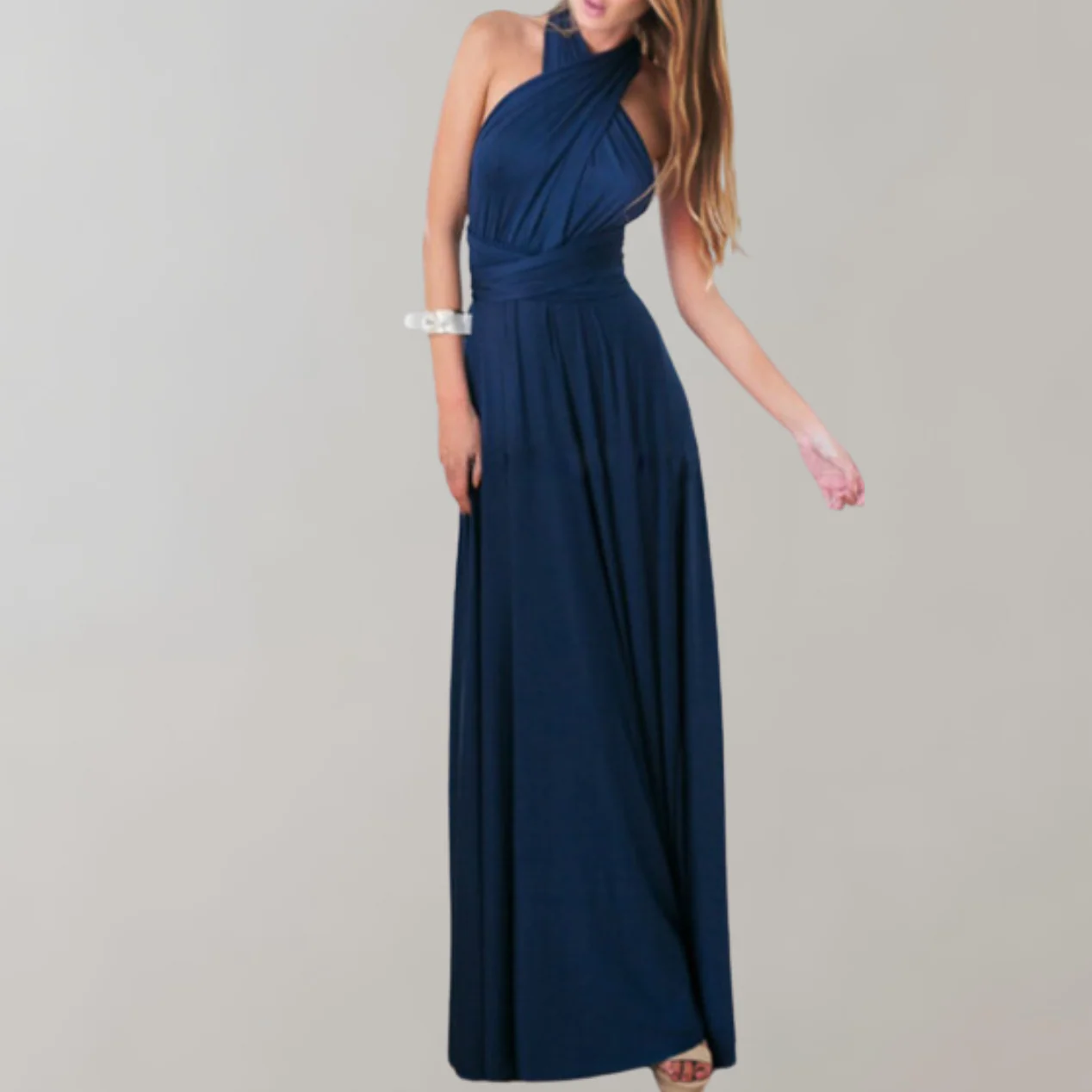 Heidi-Mode | Schick Maxikleid Cocktail Kleid Taillengurtel - Image 5