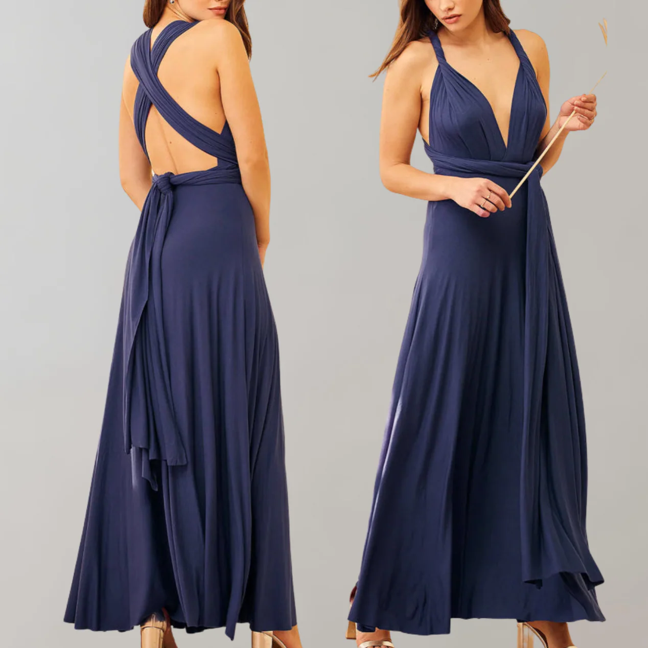 Heidi-Mode | Schick Maxikleid Cocktail Kleid Taillengurtel - Image 9