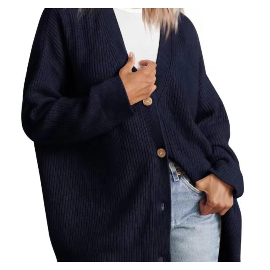 Heidi-Mode | Schicke Übergroße Strickjacke mit Knöpfen für Damen - Image 2