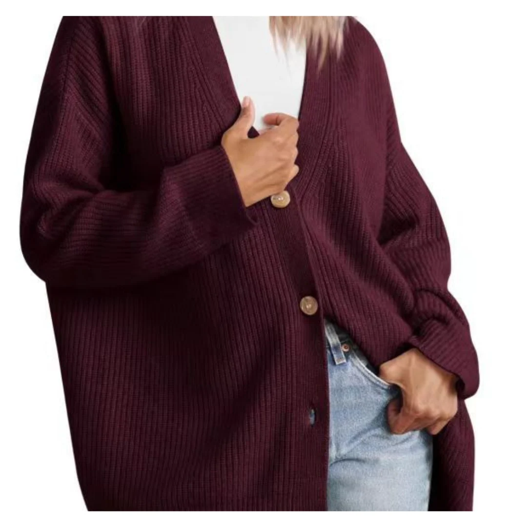 Heidi-Mode | Schicke Übergroße Strickjacke mit Knöpfen für Damen - Image 3