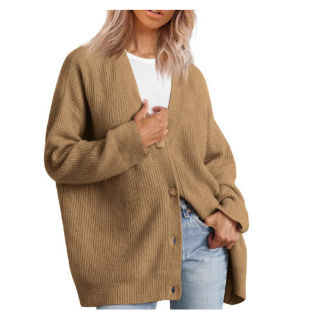 Heidi-Mode | Schicke Übergroße Strickjacke mit Knöpfen für Damen - Image 4