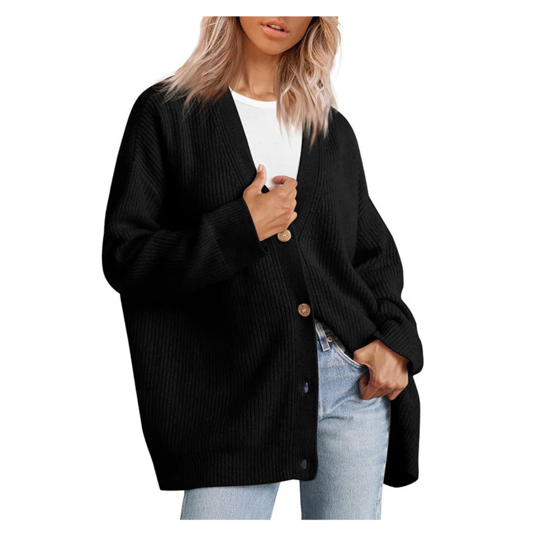 Heidi-Mode | Schicke Übergroße Strickjacke mit Knöpfen für Damen - Image 6