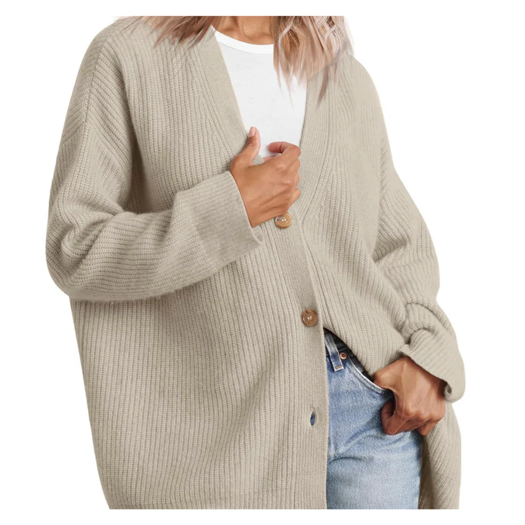 Heidi-Mode | Schicke Übergroße Strickjacke mit Knöpfen für Damen - Image 8