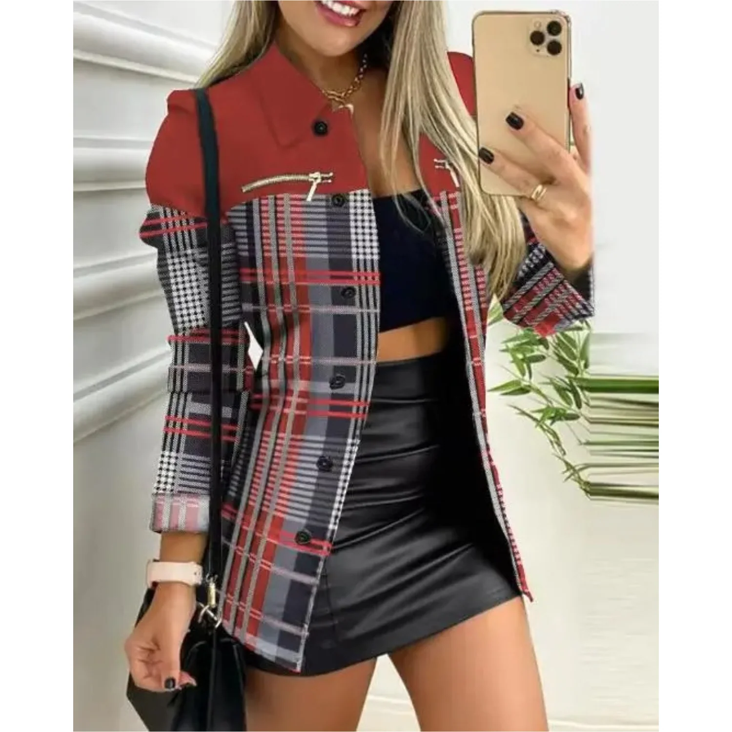 Heidi-Mode | Schlank, Gedruckt mit Revers Knopf Lange Sommerjacke - Image 4