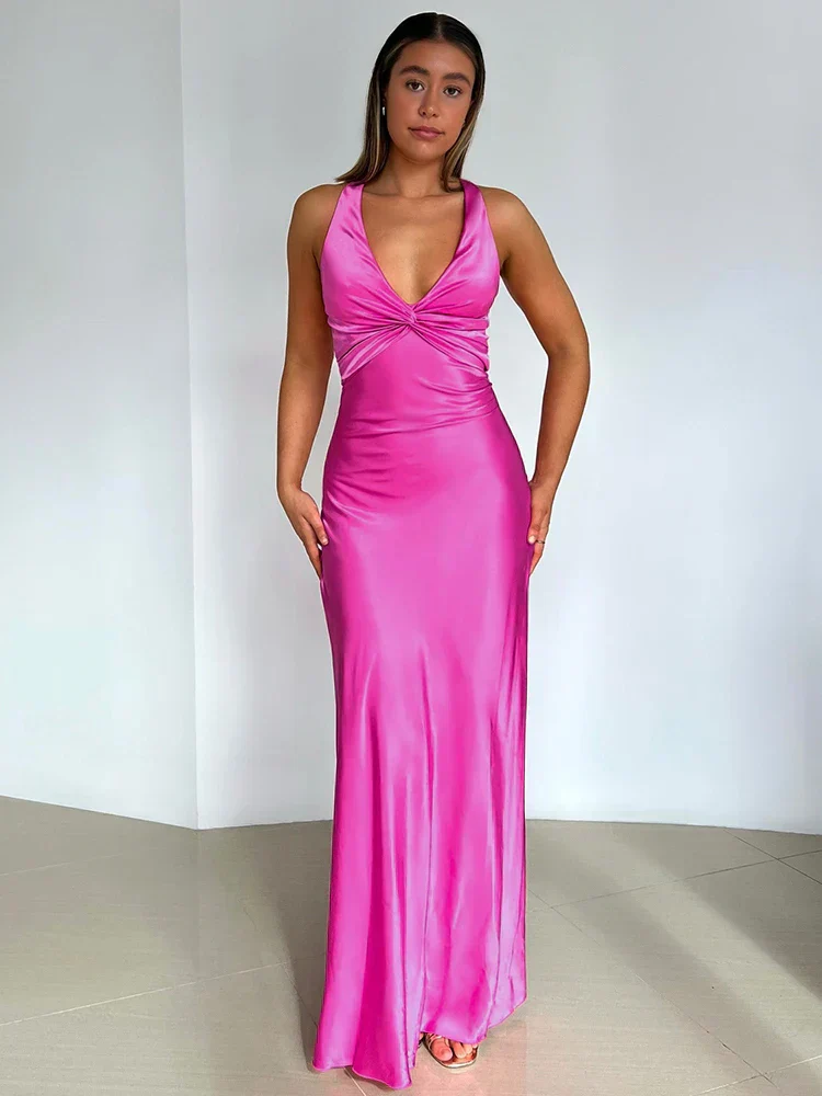 Heidi-Mode | Schleife Rückenfrei Abend Maxi Kleid - Image 25