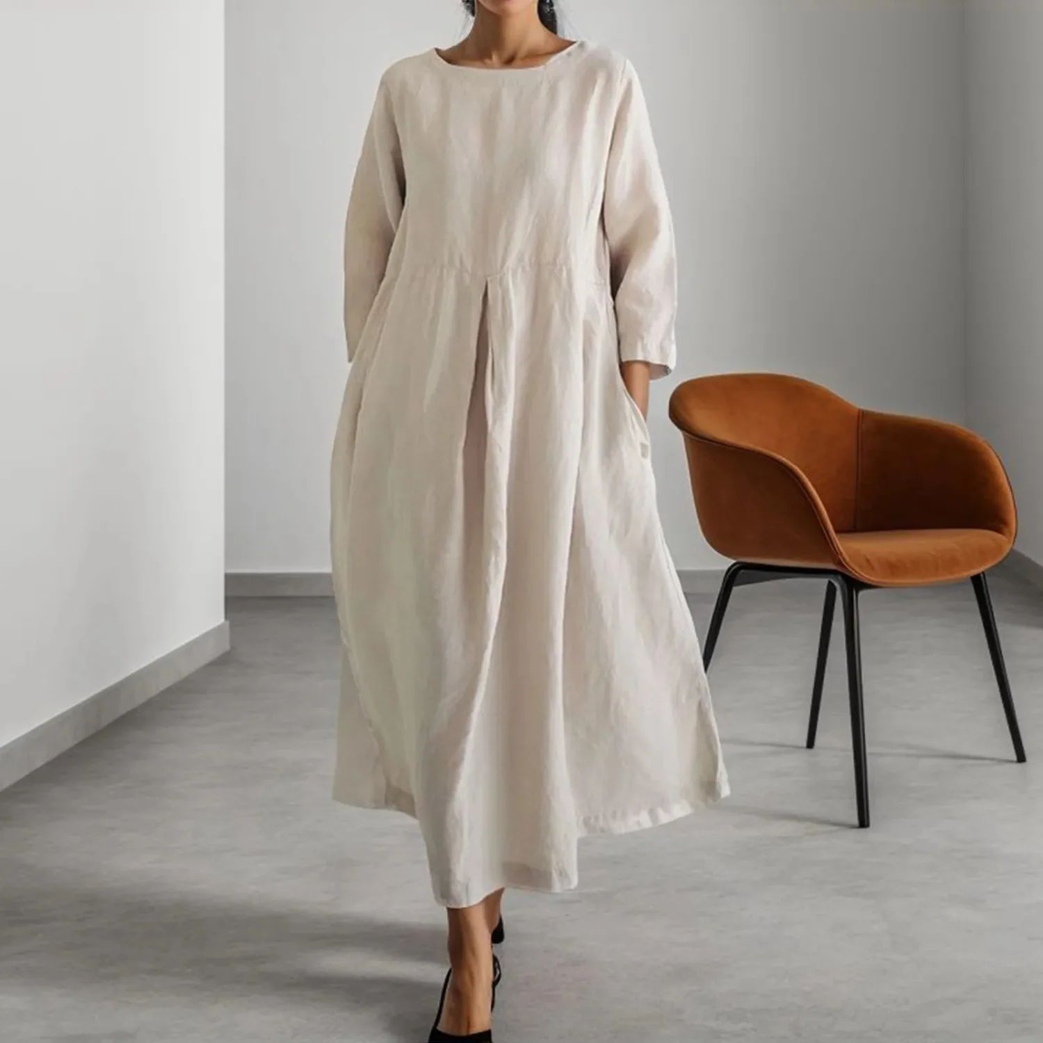 Heidi-Mode | Schlichtes Leinenkleid mit Rundhalsausschnitt - Image 3