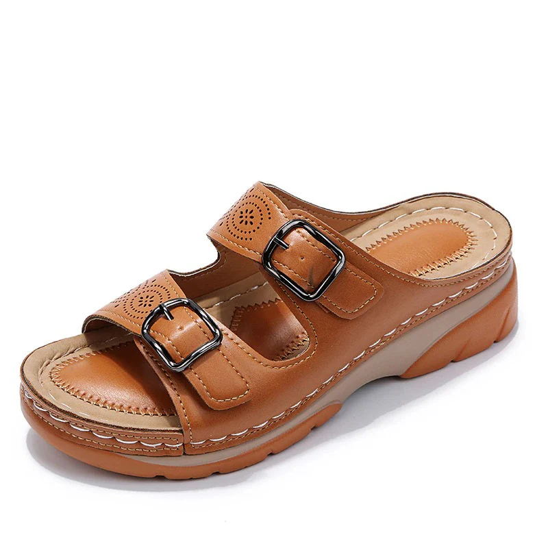 Heidi-Mode | Schnallenriemen Ergonomisch Plateau Pantoffeln Orthopädische Pantoffeln Damen