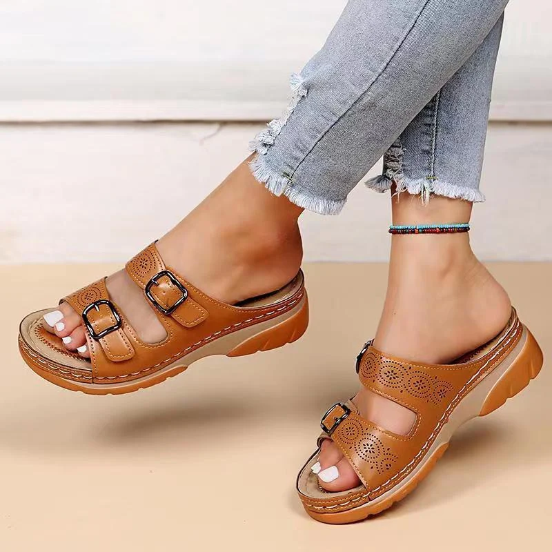 Heidi-Mode | Schnallenriemen Ergonomisch Plateau Pantoffeln Orthopädische Pantoffeln Damen - Image 5