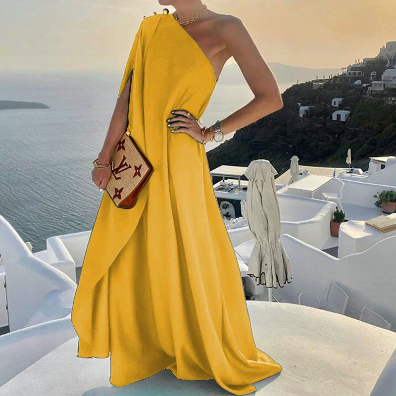 Heidi-Mode | Schulter Drapiertes Maxikleid für Frauen - Image 5