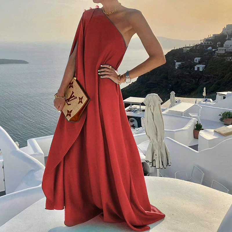 Heidi-Mode | Schulter Drapiertes Maxikleid für Frauen - Image 6