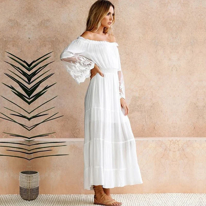 Heidi-Mode | Schulterfreies Weißes Spitzen Sommerkleid - Image 3