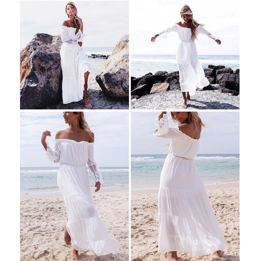 Heidi-Mode | Schulterfreies Weißes Spitzen Sommerkleid - Image 6