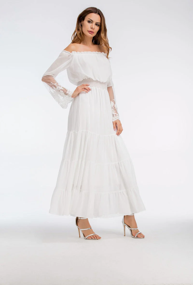 Heidi-Mode | Schulterfreies Weißes Spitzen Sommerkleid - Image 7