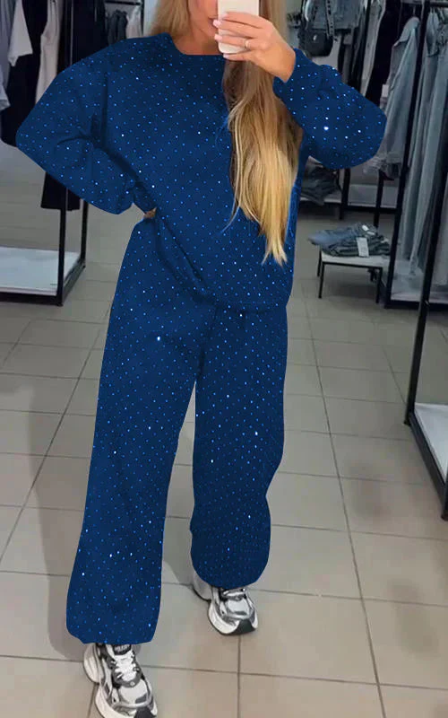 Heidi-Mode | Schweiß Set Glitzernd Bequem Jogging Set Damenbekleidung - Image 2