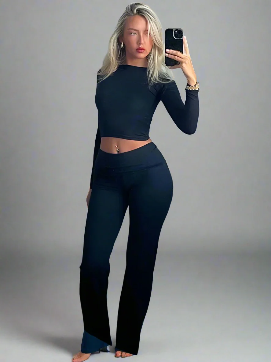 Heidi-Mode | Set Zweiteiler Aus Baumwolle für Damen mit Weitem Bein und Langen Ärmeln - Image 8