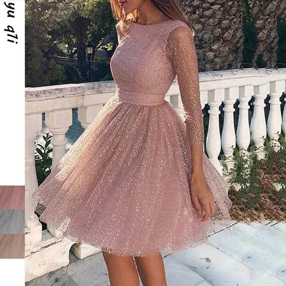 Heidi-Mode | Sexy Elegante Druck Mesh V-Ausschnitt Abendkleid Kleider - Image 11