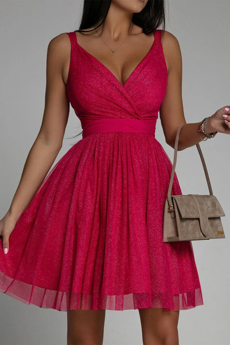 Heidi-Mode | Sexy Elegante Druck Mesh V-Ausschnitt Abendkleid Kleider - Image 6