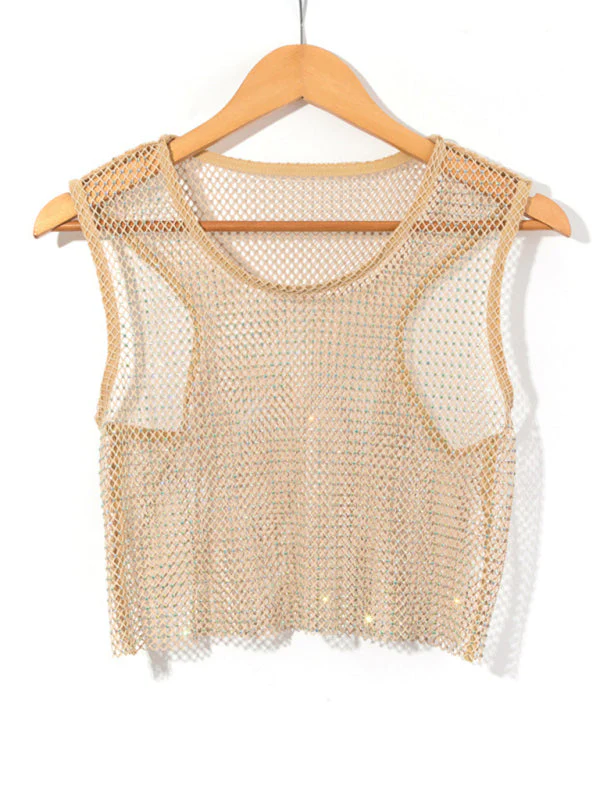 Heidi-Mode | Sexy Mesh Blitz Diamant Fischernetz Weste Nachtclub Perspektive Heißes Mädchen T-Shirt Top - Image 10