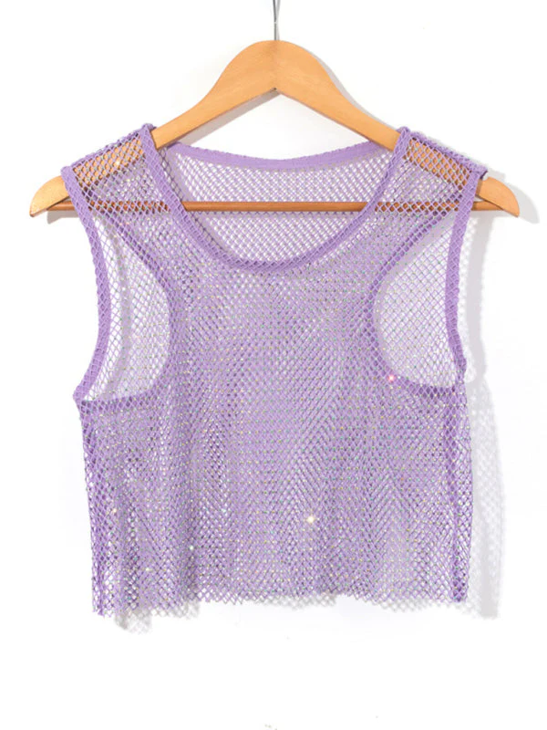 Heidi-Mode | Sexy Mesh Blitz Diamant Fischernetz Weste Nachtclub Perspektive Heißes Mädchen T-Shirt Top - Image 7