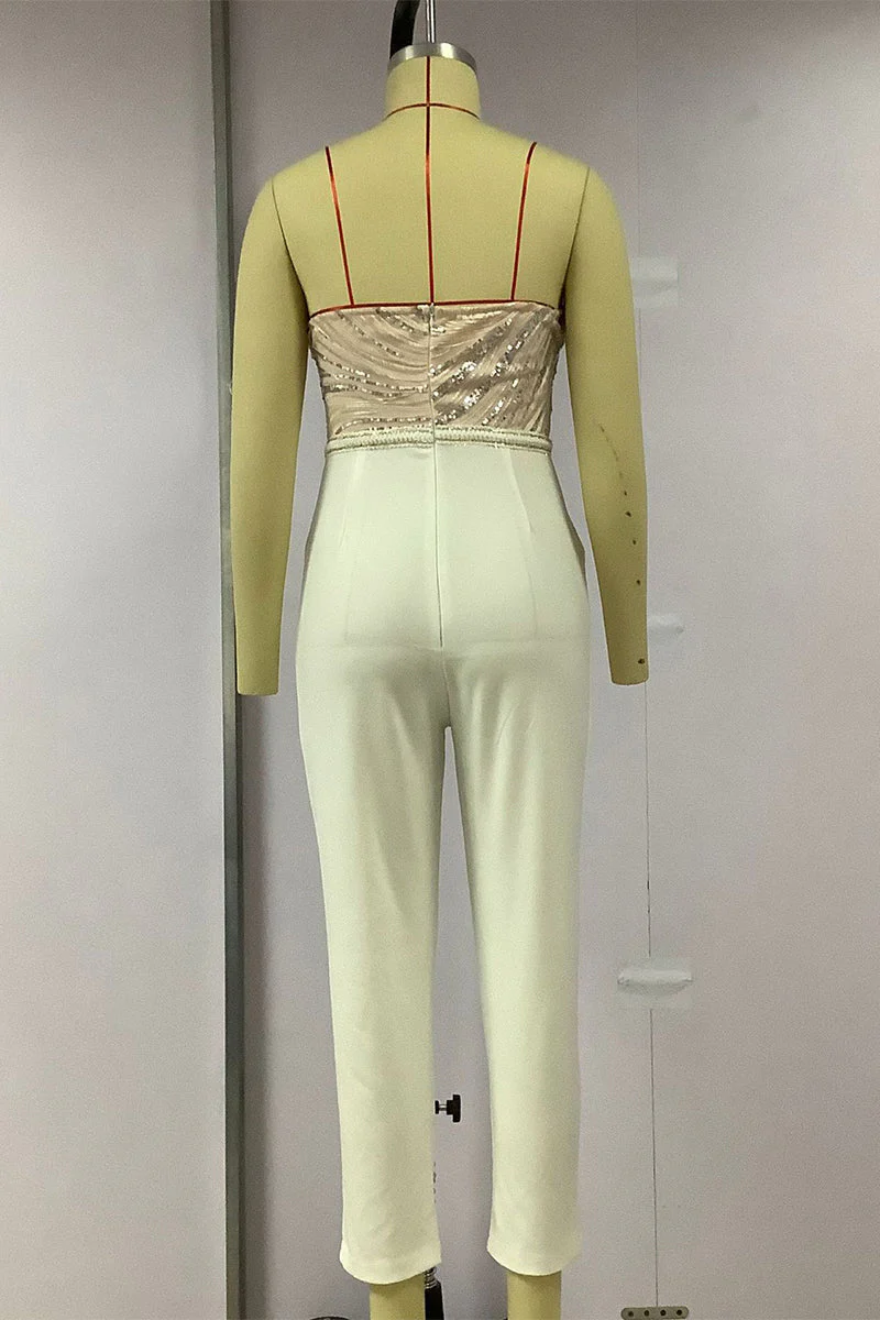 Heidi-Mode | Sexy Solid Bestickte Pailletten Patchwork Trägerlos Regelmäßig Overall - Image 3