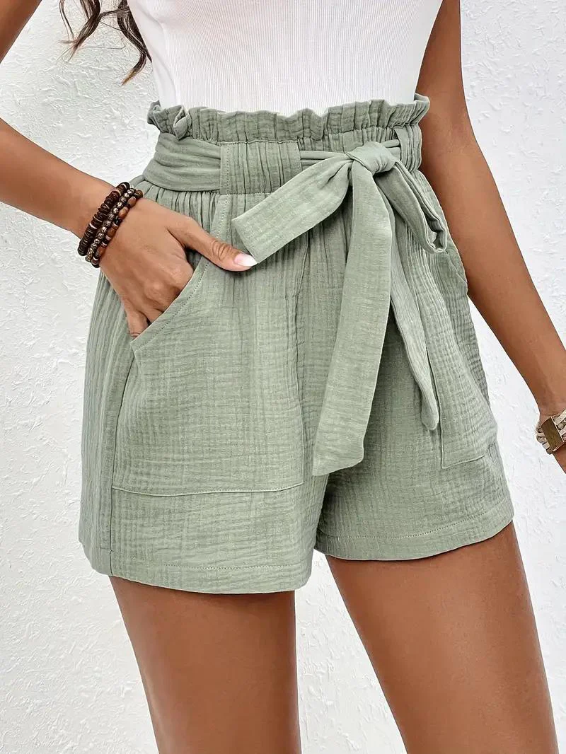 Heidi-Mode | Shorts mit Gürtel Lockere Passform Shorts mit Hoher Taille Mini Shorts - Image 2