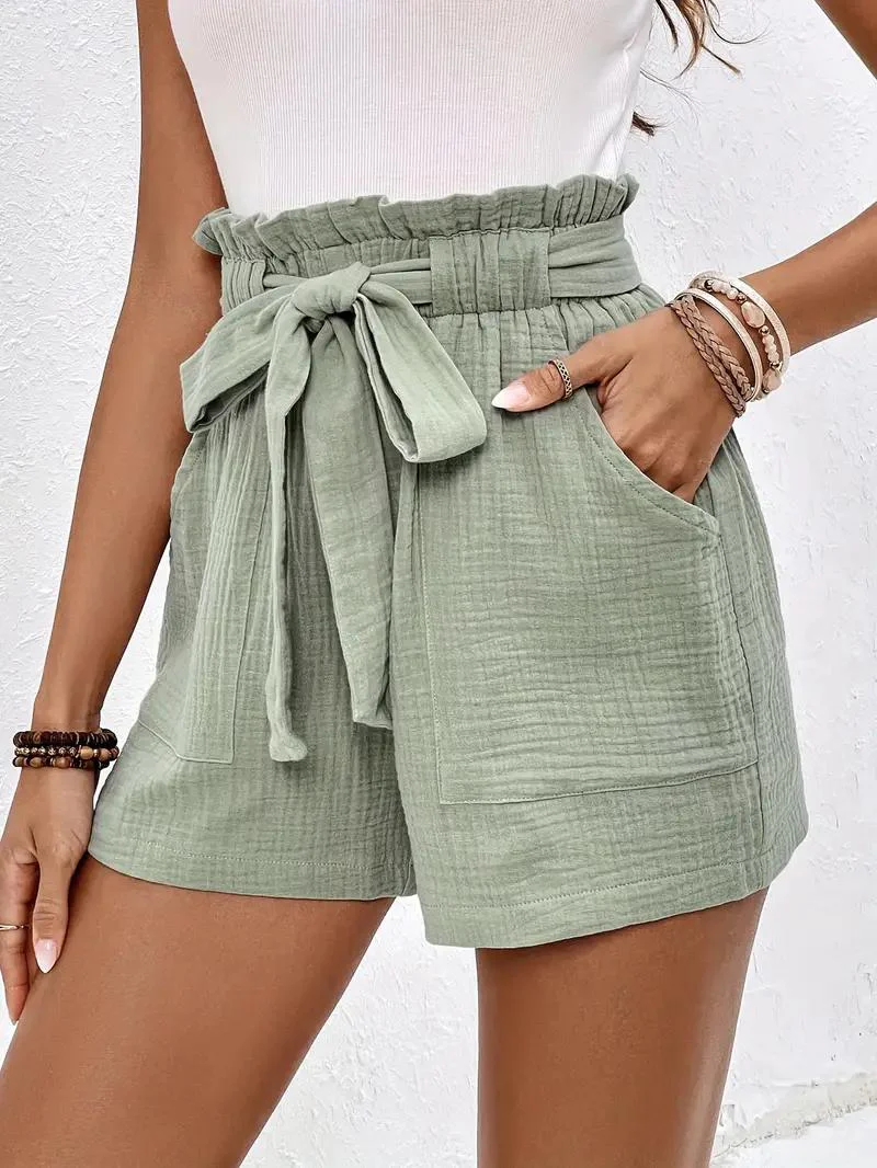 Heidi-Mode | Shorts mit Gürtel Lockere Passform Shorts mit Hoher Taille Mini Shorts - Image 3