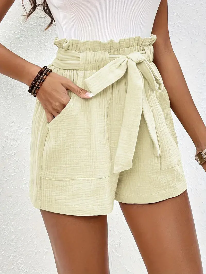 Heidi-Mode | Shorts mit Gürtel Lockere Passform Shorts mit Hoher Taille Mini Shorts - Image 9