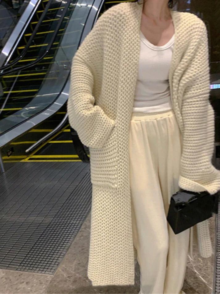 Heidi-Mode | Solid Baggy Strick Lange Strickjacke - Image 3