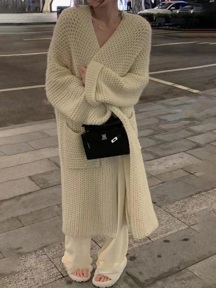 Heidi-Mode | Solid Baggy Strick Lange Strickjacke - Image 4