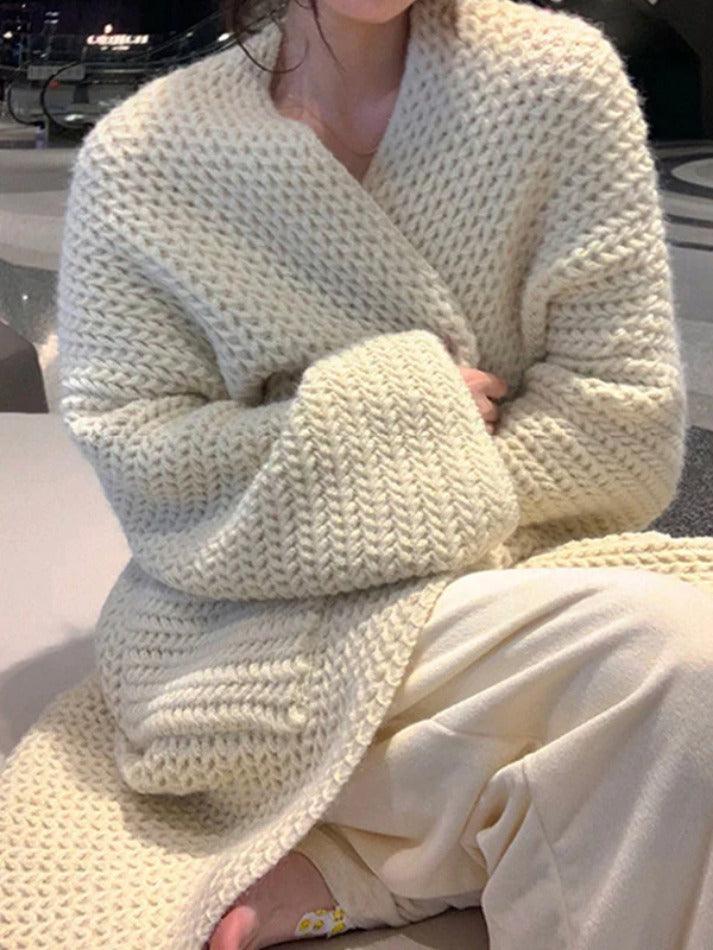 Heidi-Mode | Solid Baggy Strick Lange Strickjacke - Image 6