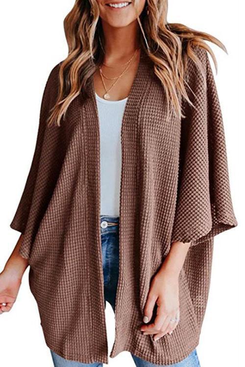 Heidi-Mode | Rosiedress Solid 3/4 Ärmel Offene Vorderseite Kimono Cardigan - Image 6