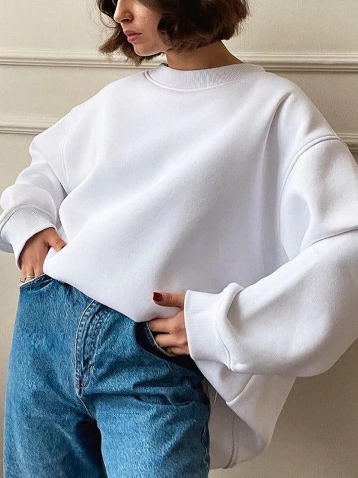 Heidi-Mode | Solides Übergröße Sweatshirt mit Rundhalsausschnitt - Image 11
