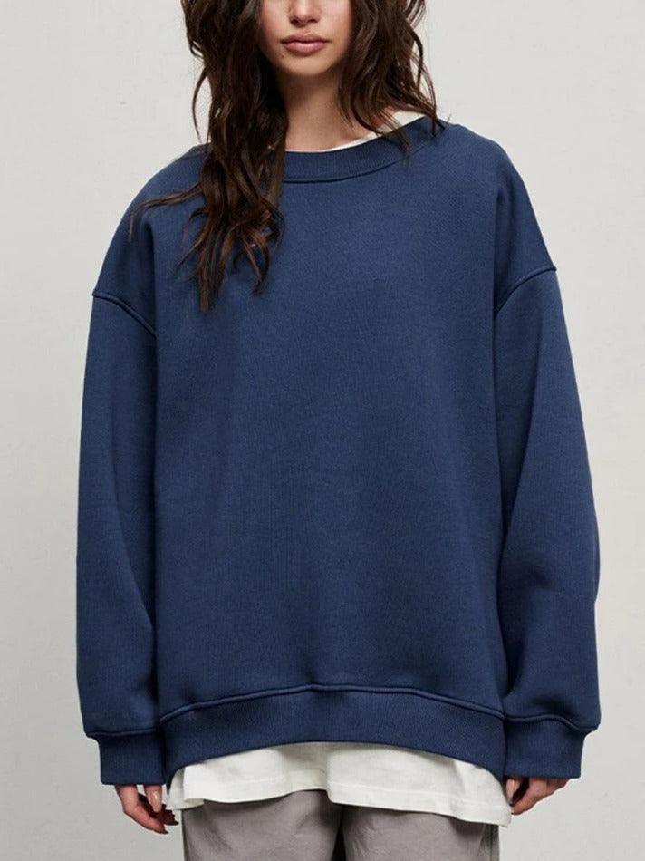 Heidi-Mode | Solides Übergröße Sweatshirt mit Rundhalsausschnitt - Image 3
