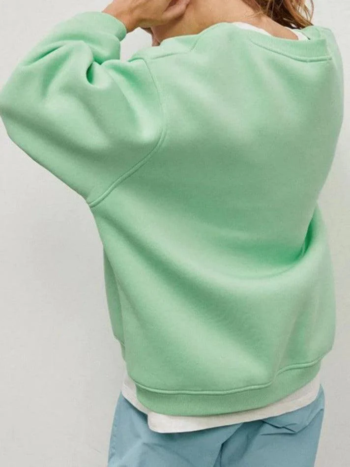 Heidi-Mode | Solides Übergröße Sweatshirt mit Rundhalsausschnitt - Image 5