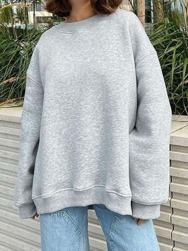Heidi-Mode | Solides Übergröße Sweatshirt mit Rundhalsausschnitt - Image 8