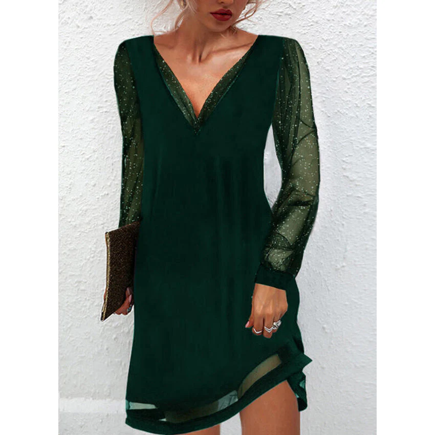 Heidi-Mode | Solides Kleid mit Spitzenbesatz und V-Ausschnitt - Image 3