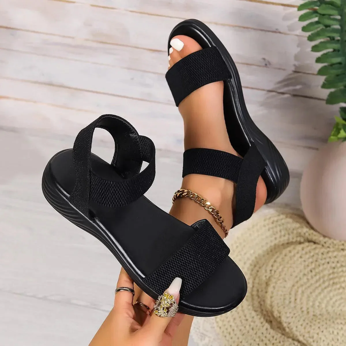 Heidi-Mode | Sommer Leinsandalen mit Elastischem Riemen - Image 3