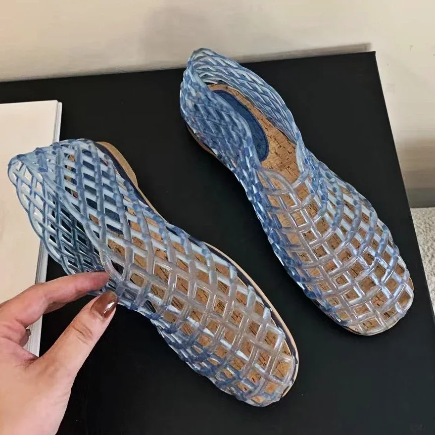 Heidi-Mode | Sommer Jellies Schuhe Frauen Mode Transparent Mesh Hollow Out Strand Schuhe Damen Flache Sandalen Farbige Runde Zehen Jelly Sandalen - Image 2