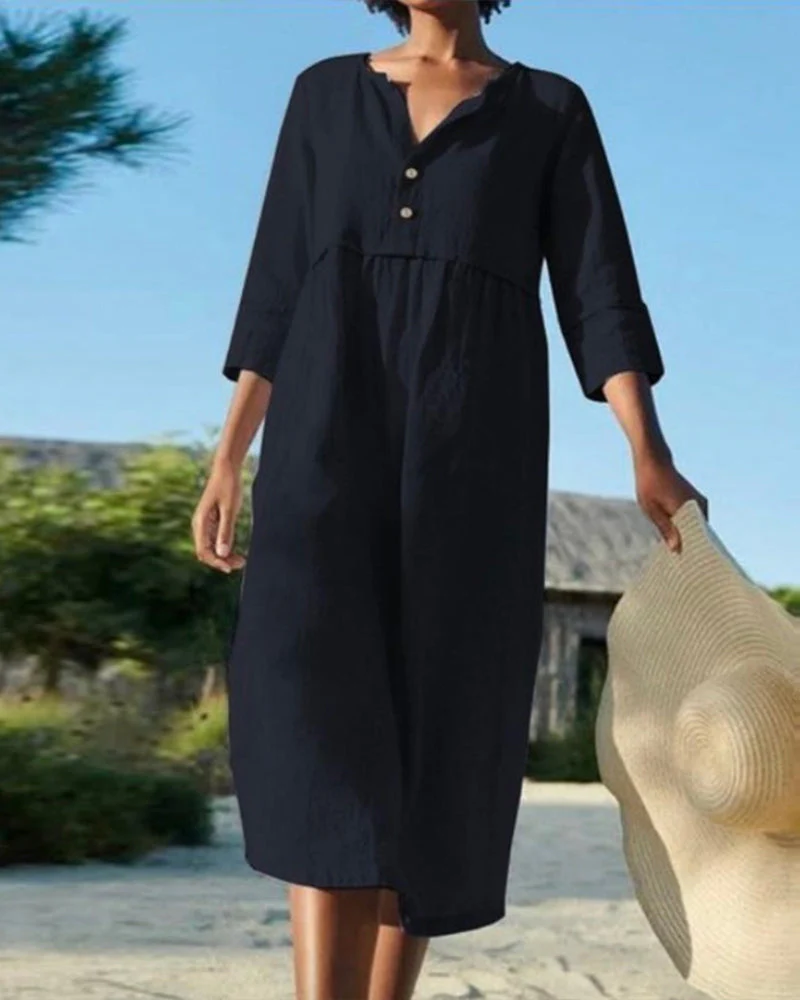 Heidi-Mode | Sommer Midikleid mit Knöpfen Adela - Image 2