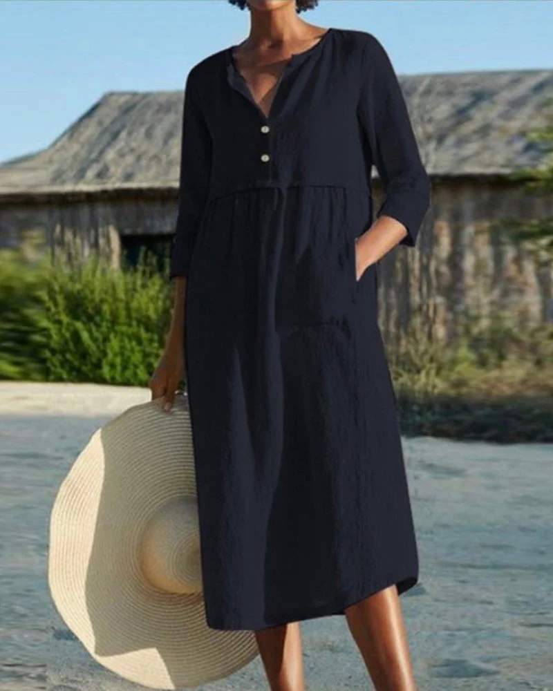 Heidi-Mode | Sommer Midikleid mit Knöpfen Adela - Image 6