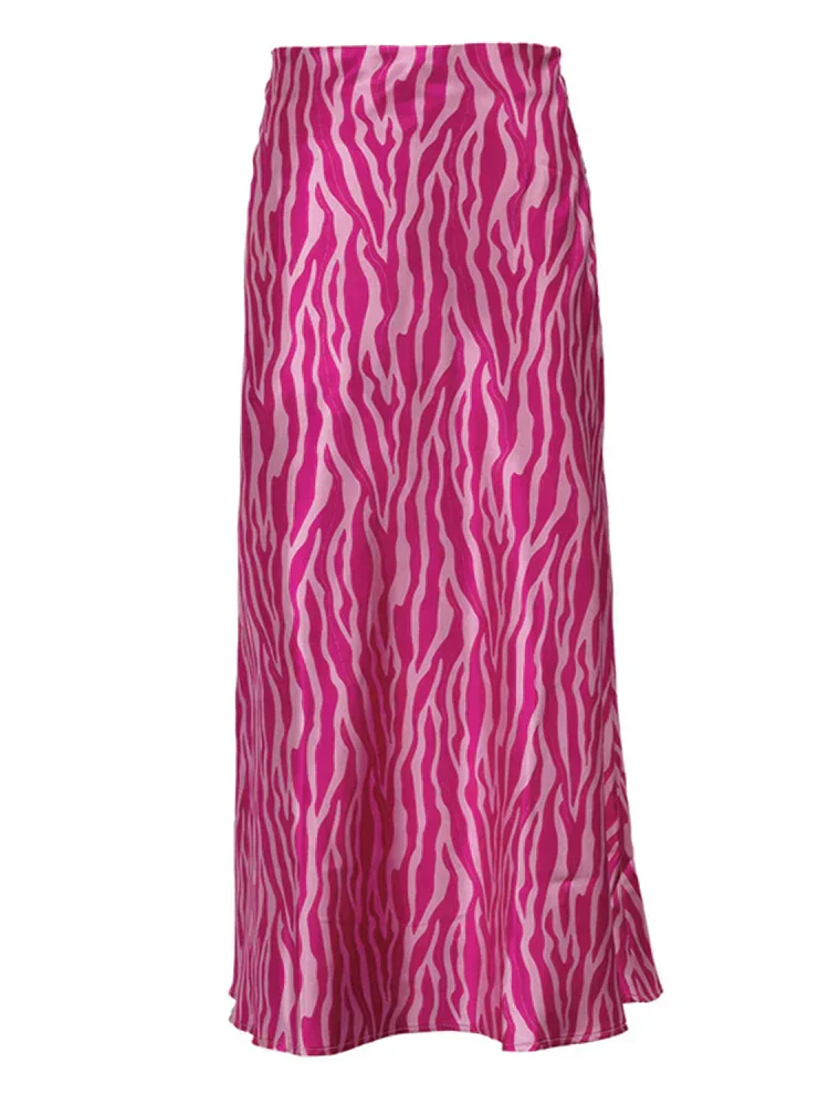 Heidi-Mode | Sommer Herbst Damen Elegant Midi Satin Röcke Gedruckt Hohe Taille Büro Damen Bodycon Bleistift Enger Rock für Damen - Image 5